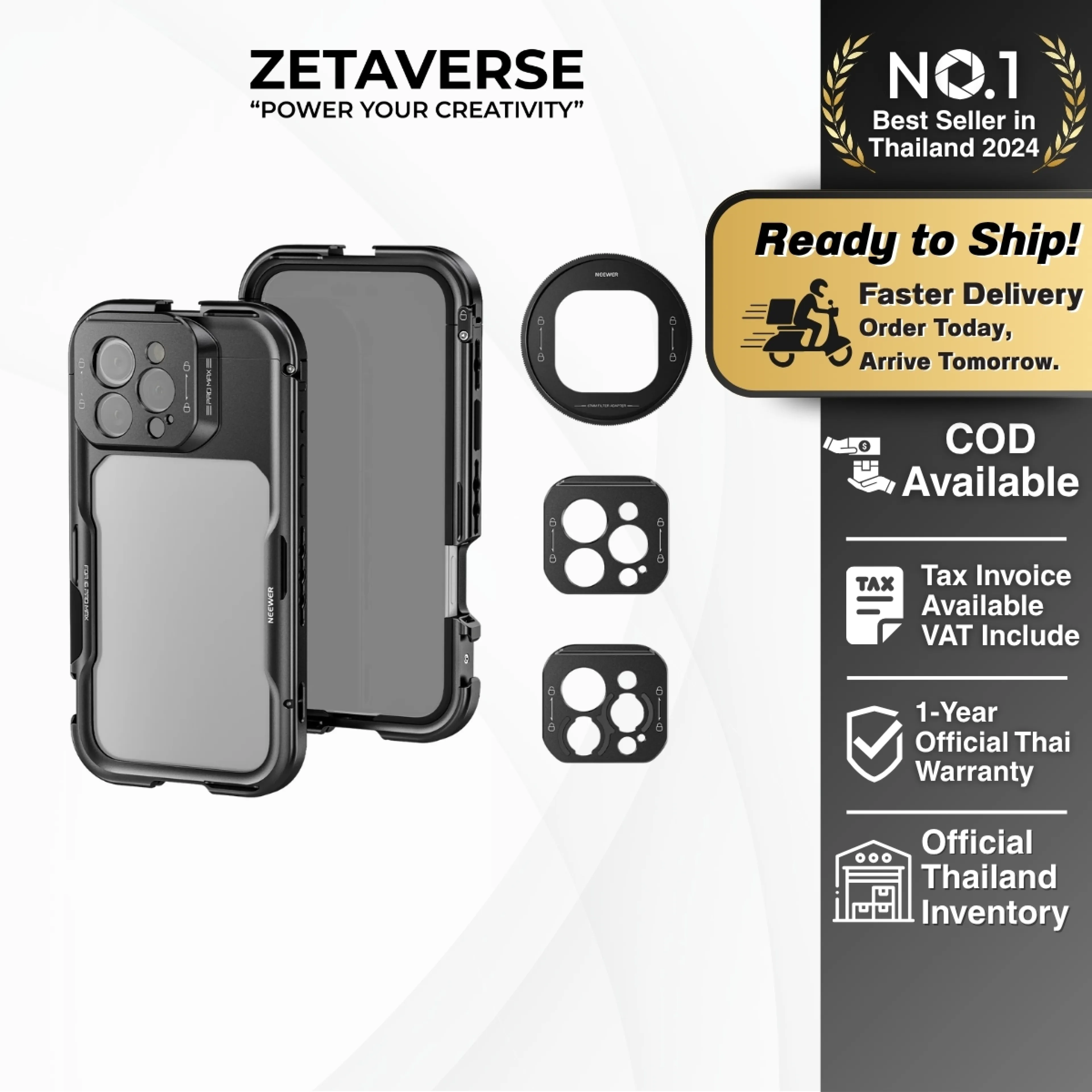 Neewer Pa074 Phone Cage 16Promax T-Mount Mobile Phone Case Supports Filters, Mobile Phone Lenses Macro/Portrait/Wide