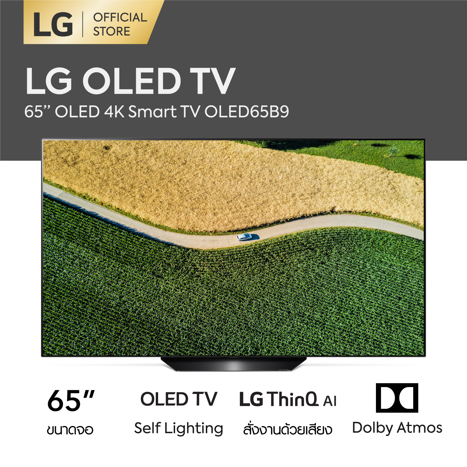 LG OLED SMART TV 65 นิ้ว รุ่น OLED65B9PTA  Ultra HD Smart TV ThinQ AI  Dolby Atmos รับประกัน 3 ปี (ทีวี 65 นิ้ว Smart TV)