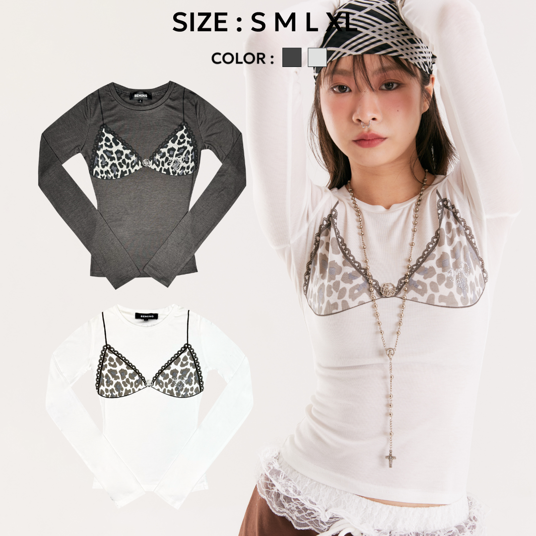 Bemingtop914(S-XL)-Wild Bra Tee – เสื้อลายบราพิมพ์ลายเสือสุดจี๊ด! ราคา 321 บาท*ส่งฟรี