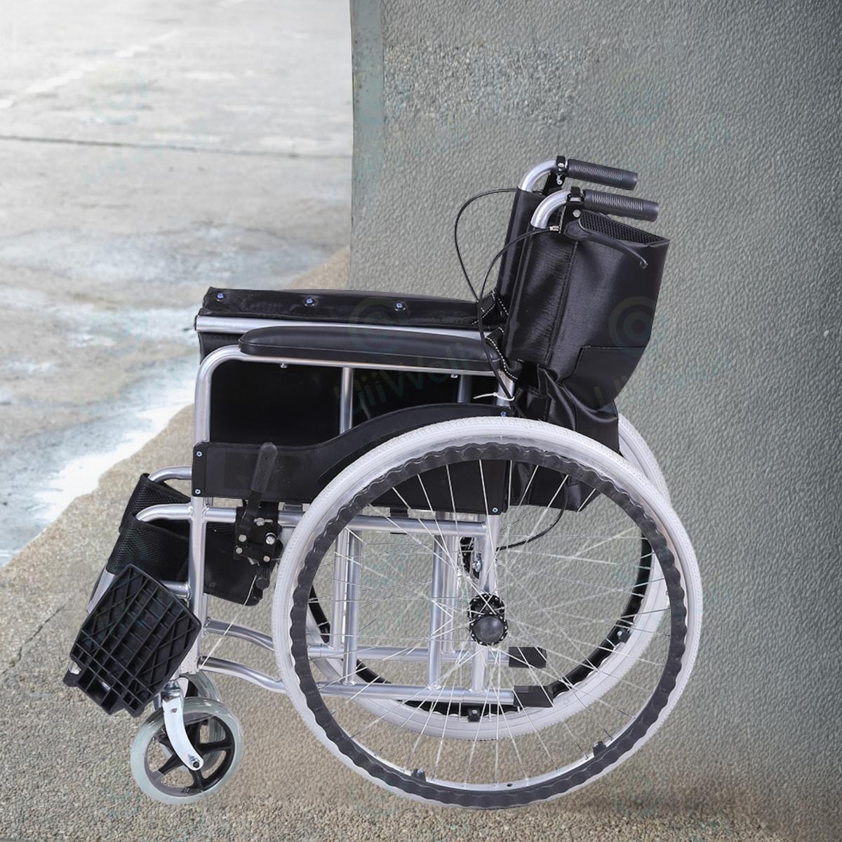 ♠รถเข็นผู้ป่วย Wheelchair วีลแชร์ พับได้ น้ำหนักเบา ล้อ 24 นิ้ว มีเบรค หน้า,หลัง 4 จุด เหล็กพ่นสีเทา รุ่น AA017◈ ราคา 455 บาท*ส่งฟรี