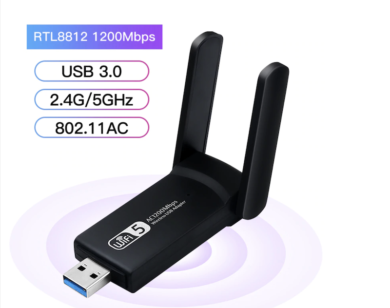 ไร้สายAC1200 Mbps 1900 Mbps Dual Band USB3.0 RTL8812AC 1200Mbps USB Wifiอะแดปเตอร์Lan 802.11ac Dongleพร้อมเสาอากาศสำหรับแล็ปท็อปเดสก์ท็อป