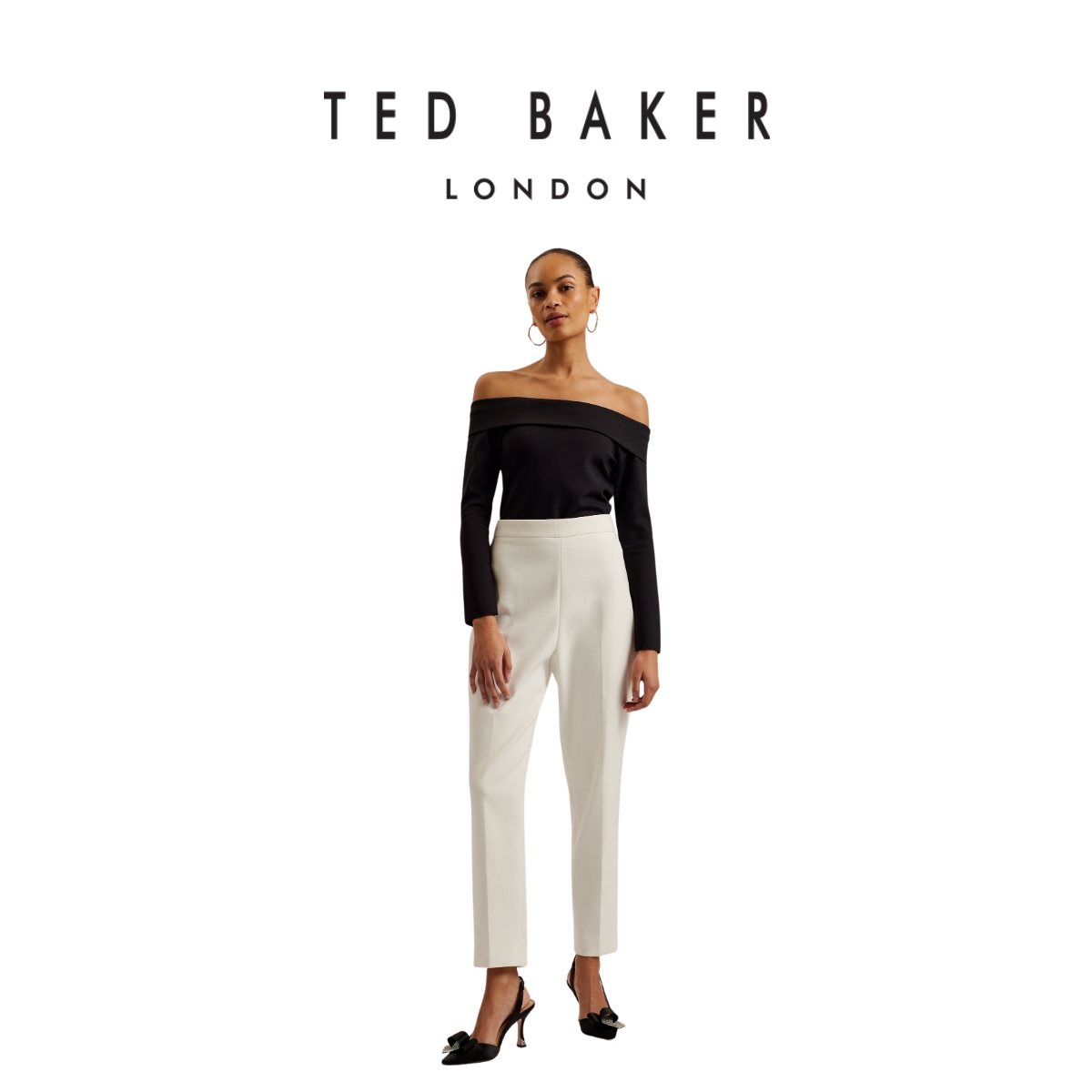 [Speical voucher 15%] Ted Baker Women's Phollyy Off The Shoulder Long Sleeve Top Black ราคา 2,203 บาท*ส่งฟรี