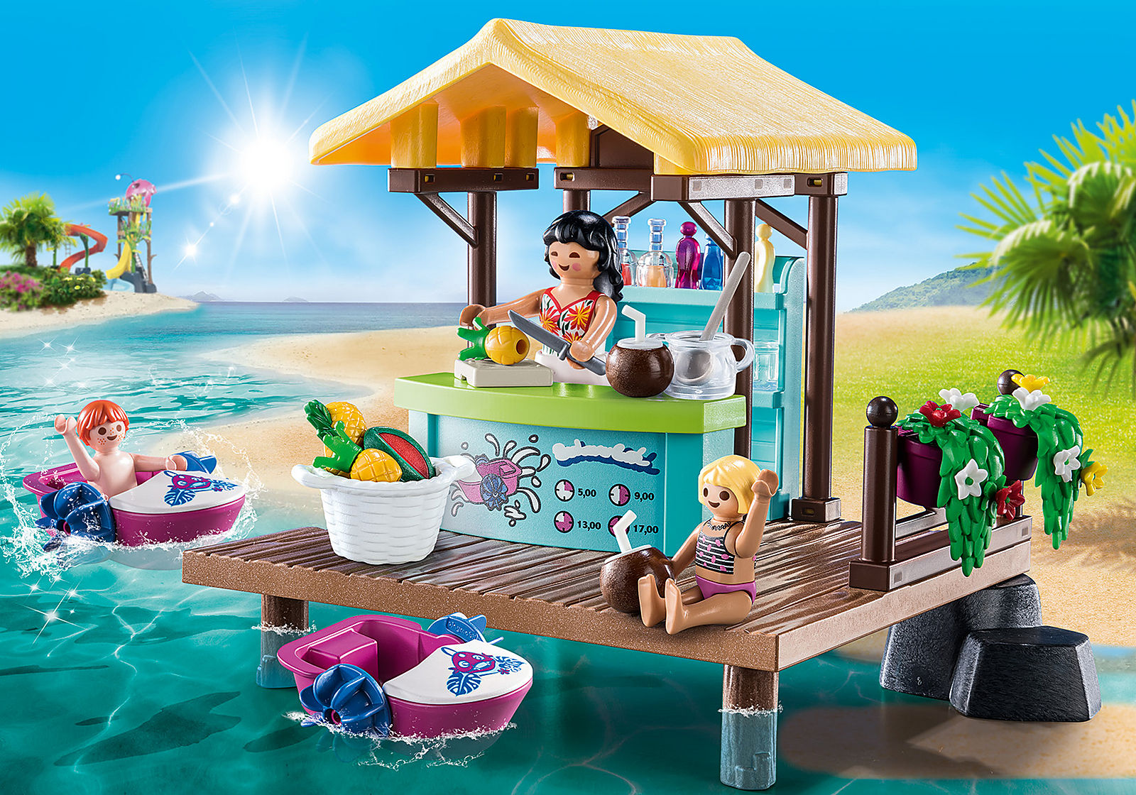 Playmobil 70612 AQUA Park Paddle Boat Rental อควา พาร์ค บาร์น้ำผลไม้พร้อมเช่าเรือพาย ราคา 1,487 บาท*ส่งฟรี