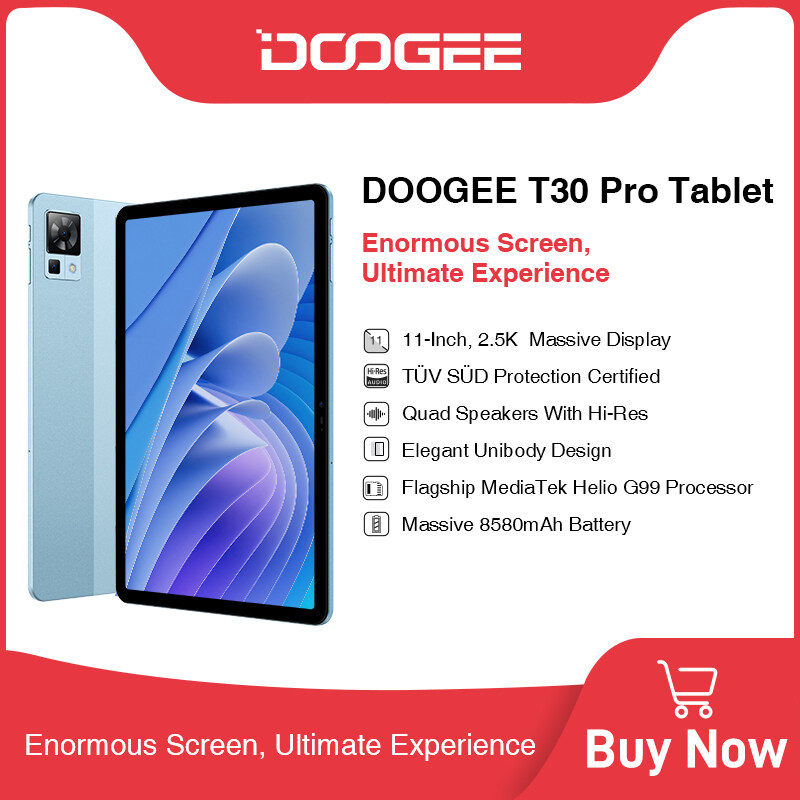 DOOGEE T30 Pro Tablet 11'' 2.5K Display TÜV SÜD Certified 8GB 256GB Helio  G99 6nm Quad Speaker 20MP Camera 8580mAh With JPN Plug