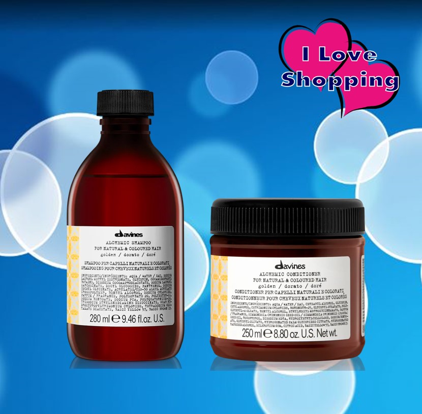 Davines Alchemic Shampoo Golden/Conditioner Golden 280/250 ml Shampoo and Hair Conditioner Add Yellow and Gold Tones to the Hair. ราคา 760 บาท*ส่งฟรี