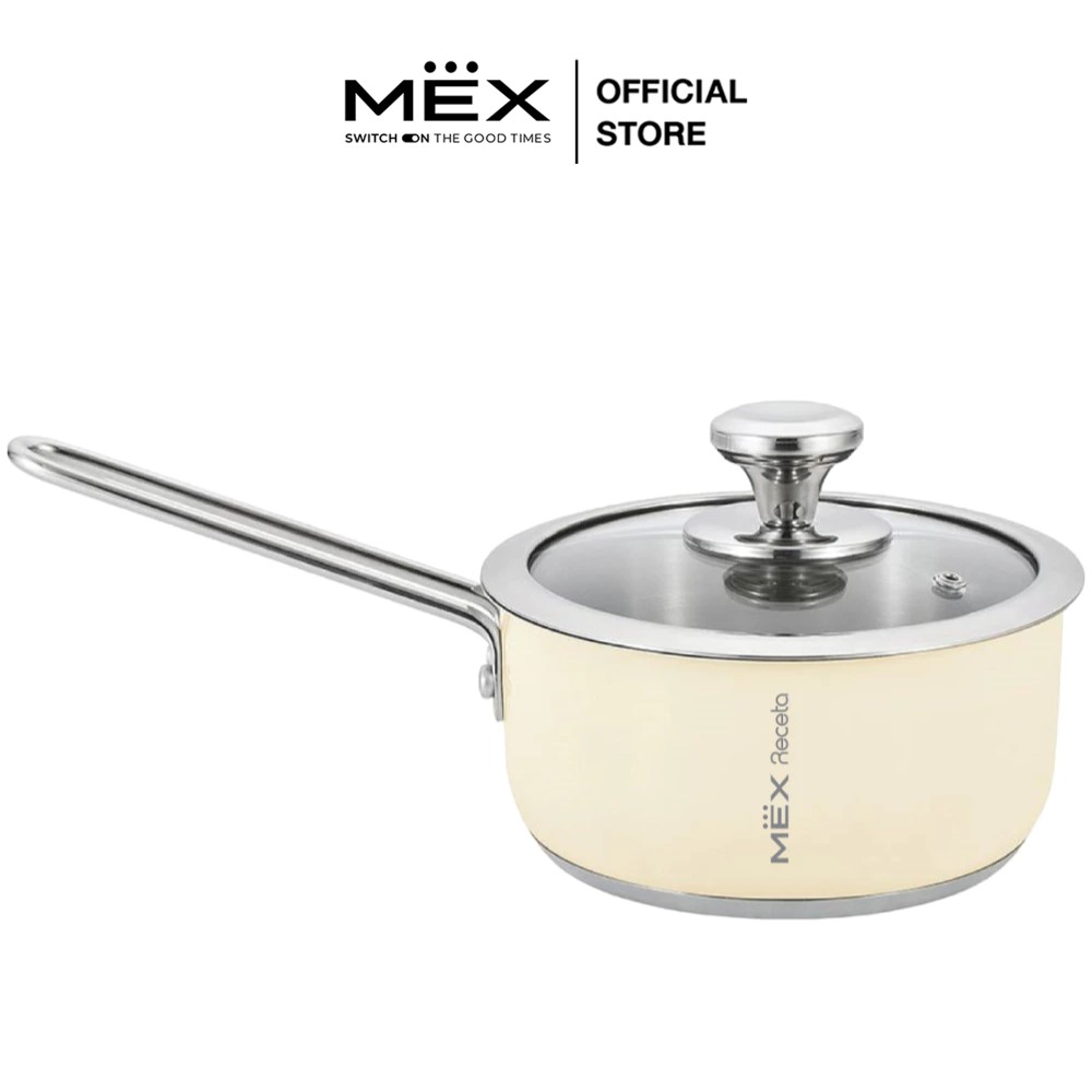 MEX รุ่น CSS167CR ชุดหม้อสเตนเลสพร้อมฝาแก้ว ขนาด 16 ซม. สีครีม (สามารถใช้กับเตาอินดักชั่นได้) ราคา 790 บาท*ส่งฟรี