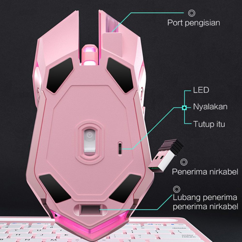 ภาพประกอบคำอธิบาย Himmel เมาส์ไร้สาย 2.4G พร้อมตัวรับสัญญาณ USB 5 ระดับ DPI ที่ปรับได้ 6 ปุ่ม สำหรับโน๊ตบุ๊ค PC แล็ปท็อป Computer Accessories