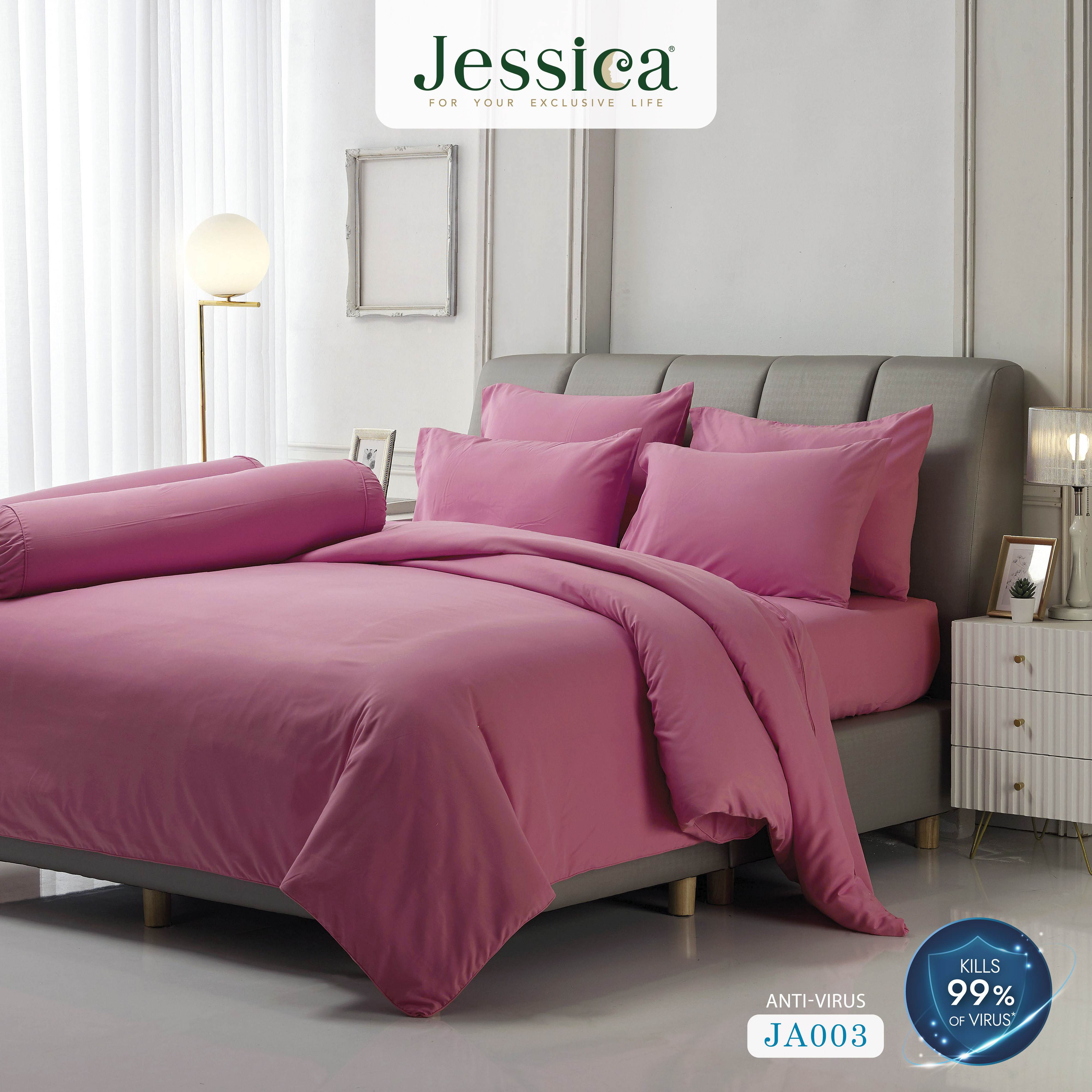 Jessica Anti-Virus JA003 ชุดเครื่องนอน ผ้าปูที่นอน ผ้าห่มนวม เจสสิก้า แอนตี้ไวรัสสามารถยับยั้งไวรัสได้อย่างมีประสิทธิภาพ ราคา 890 บาท*ส่งฟรี