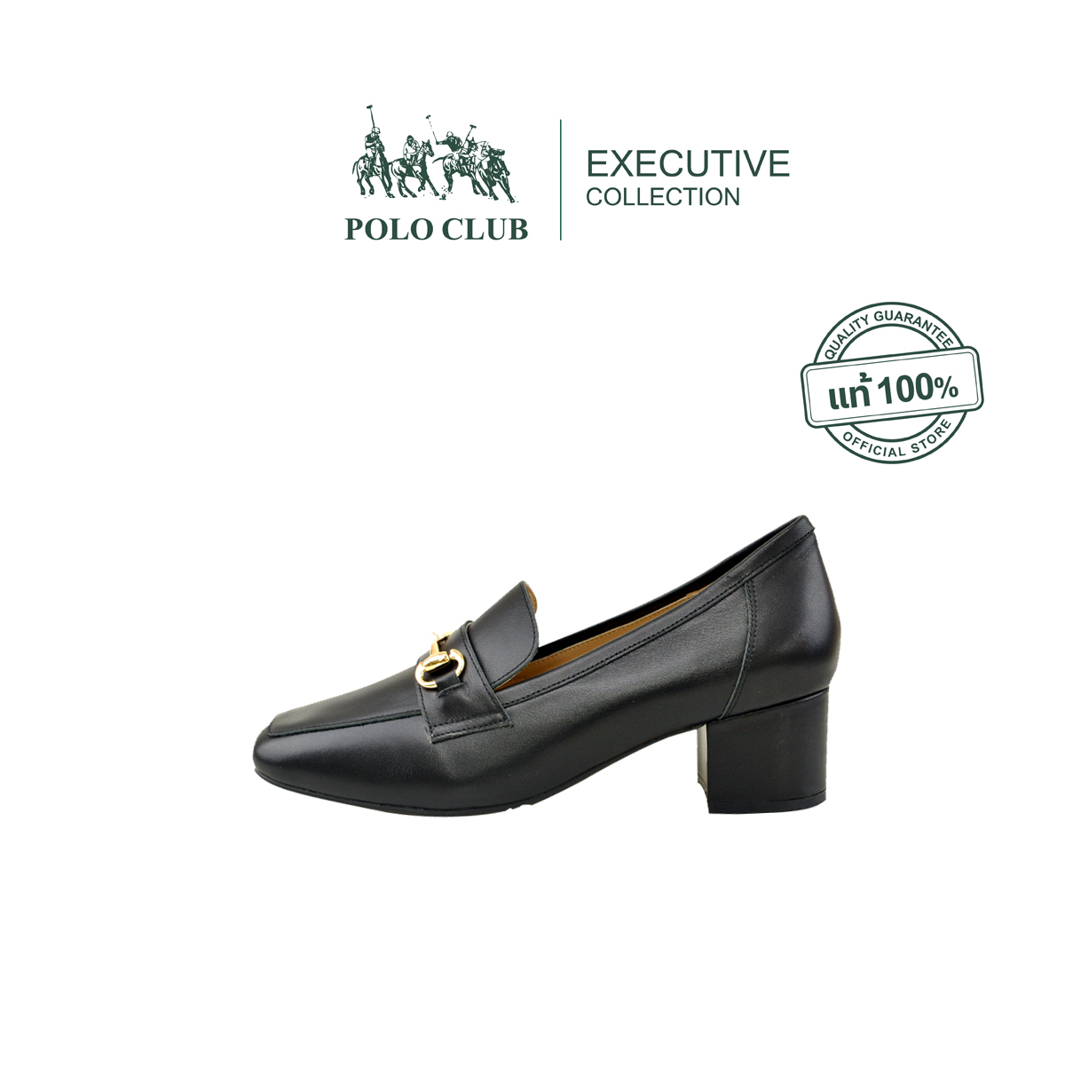 Polo Club Leather Shoes Model Ex-1934, Black | Women's Shoes Loafers Genuine Leather Shoes, 2 Inch High Heel ราคา 2,600 บาท*ส่งฟรี