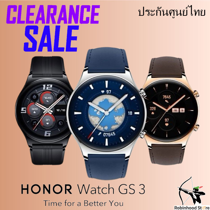 HONOR Watch GS 3 สมาร์ทวอทช์ มีGPS ในตัว ดีไซน์พรีเมี่ยม หน้าจอ AMOLED วงกลมขอบโค้ง3D รับสายสนทนาได้ ✅รับประกันศูนย์ 1ปี ราคา 2,490 บาท*ส่งฟรี