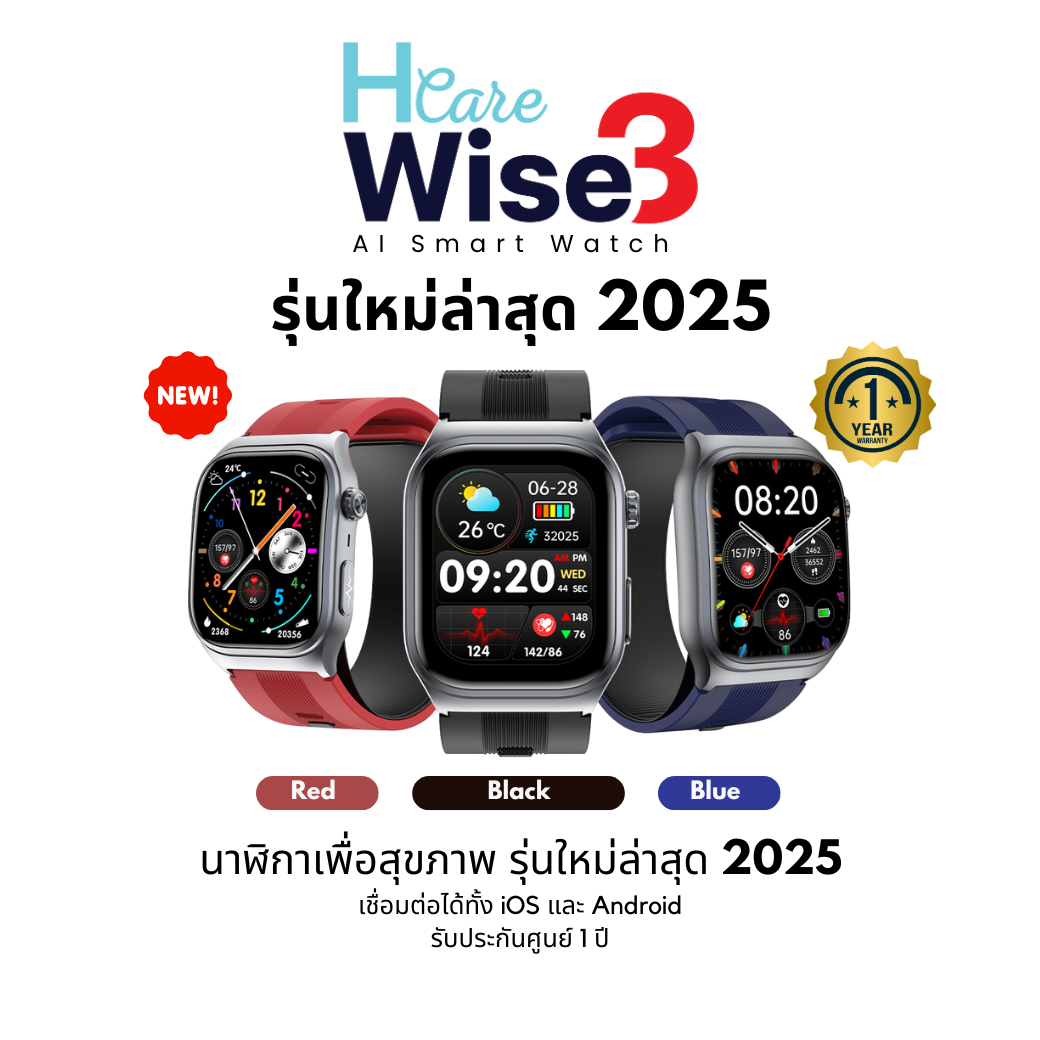 [รุ่นTop ใหม่ล่าสุด] 𝐇𝐂𝐚𝐫𝐞 𝐖𝐢𝐬𝐞𝟑 Smartwatch - นาฬิกาวัดความดัน บีบรัดข้อมือ-ECG-รับสายโทรออก ราคา 6,789 บาท*ส่งฟรี