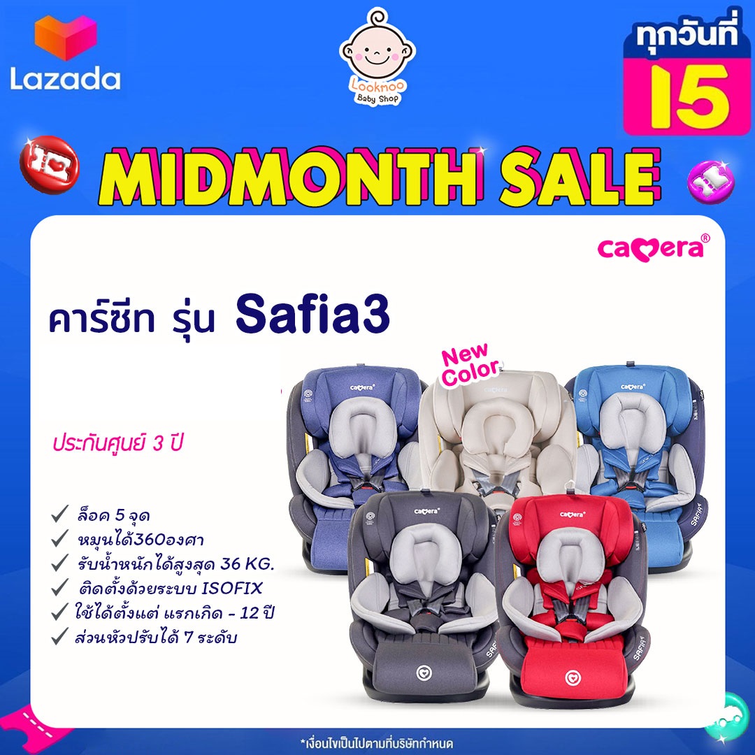 Camera คาร์ซีท Isofix รุ่น Safia-2 และ Safia-3 สำหรับเด็กแรกเกิด - 12 ปี หมุนได้ 360 องศา มีระบบไอโซฟิก C-CS-901 ราคา 6,780 บาท*ส่งฟรี