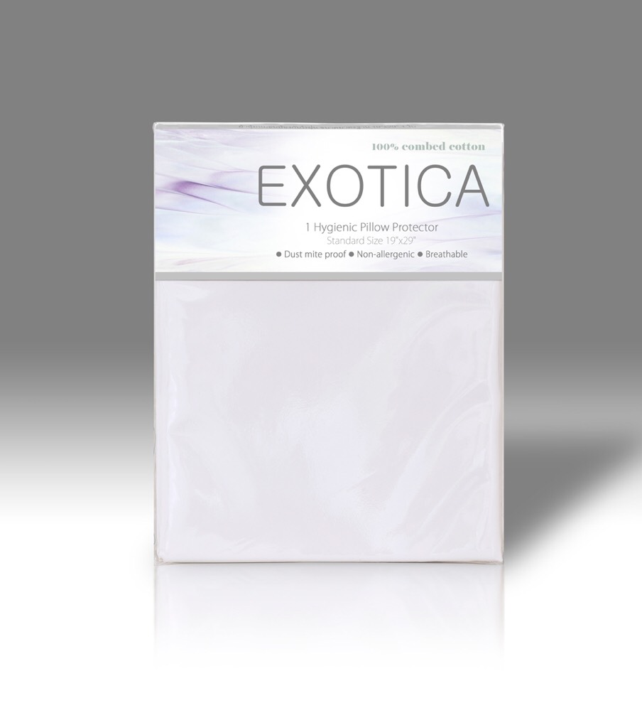 EXOTICA ผ้าหุ้มหมอนกันไรฝุ่น ผ้าฝ้าย 100% ทอแน่นด้วยเส้นด้ายละเอียด ขนาด 19” x 29” (แพ็ค 1 ใบ) / (แพ็ค 2 ใบ) ราคา 250 บาท*ส่งฟรี