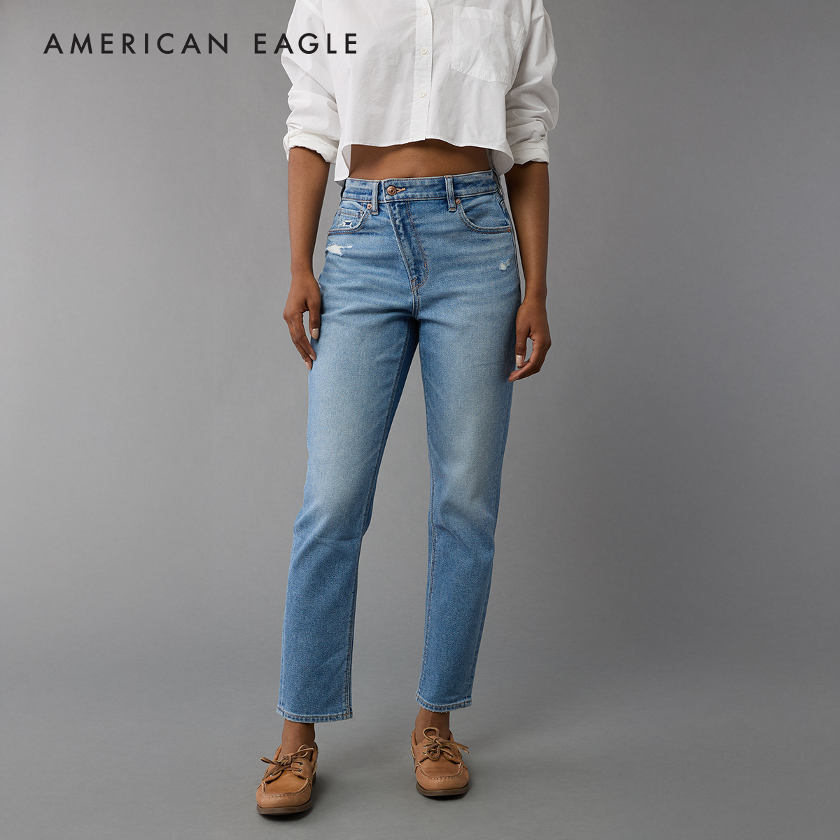 American Eagle Stretch Ripped Mom Jean กางเกง ยีนส์ ผู้หญิง มัม (WMO 043-5257-929) ราคา 2,390 บาท*ส่งฟรี