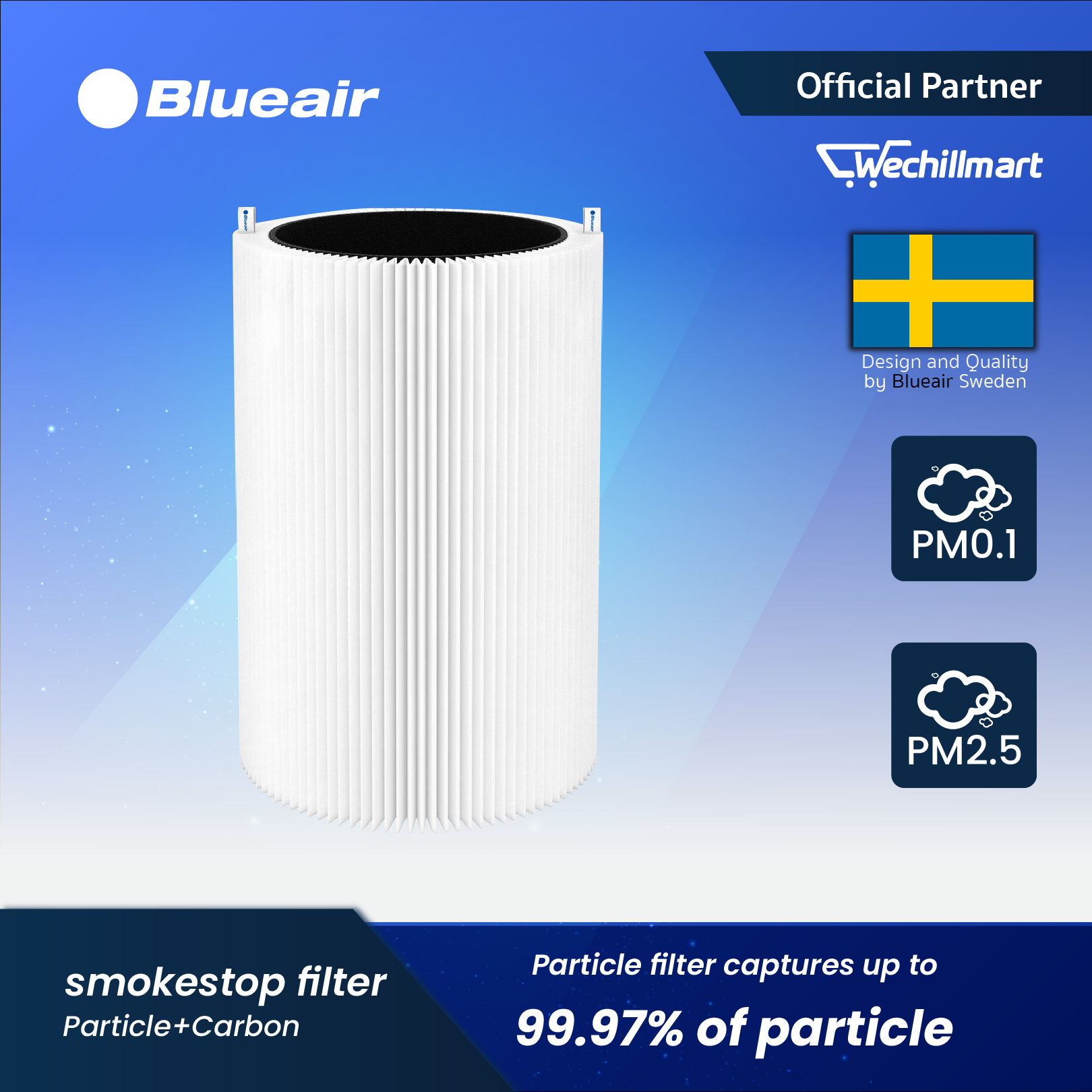 ไส้กรองอากาศ แผ่นกรองอากาศ Blueair รุ่น Particle+Carbon Blue - Joy s แผ่นกรองผสม ไส้กรองผสม แผ่นกรอง ไส้กรอง
