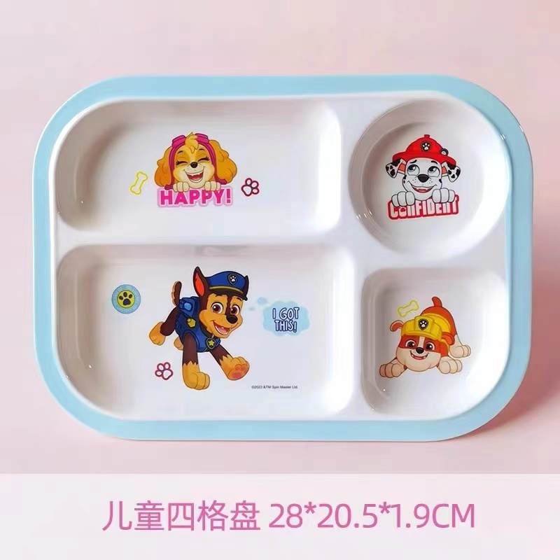 PAW Patrol Kids Divided Plates Chase Rocky Rubble & Skye Melamine BPA-Free Dishwasher Safe Portion Control