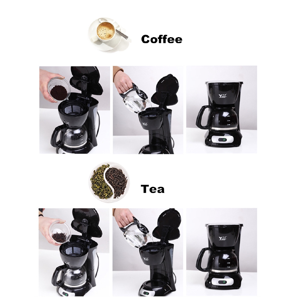 ROLTIN 220V 650W 4-Cups Electric Coffee Maker Automatic  Insulation Pot Small Drip Commercial American Coffee Machine Kitchen 4-6  People: Home & Kitchen