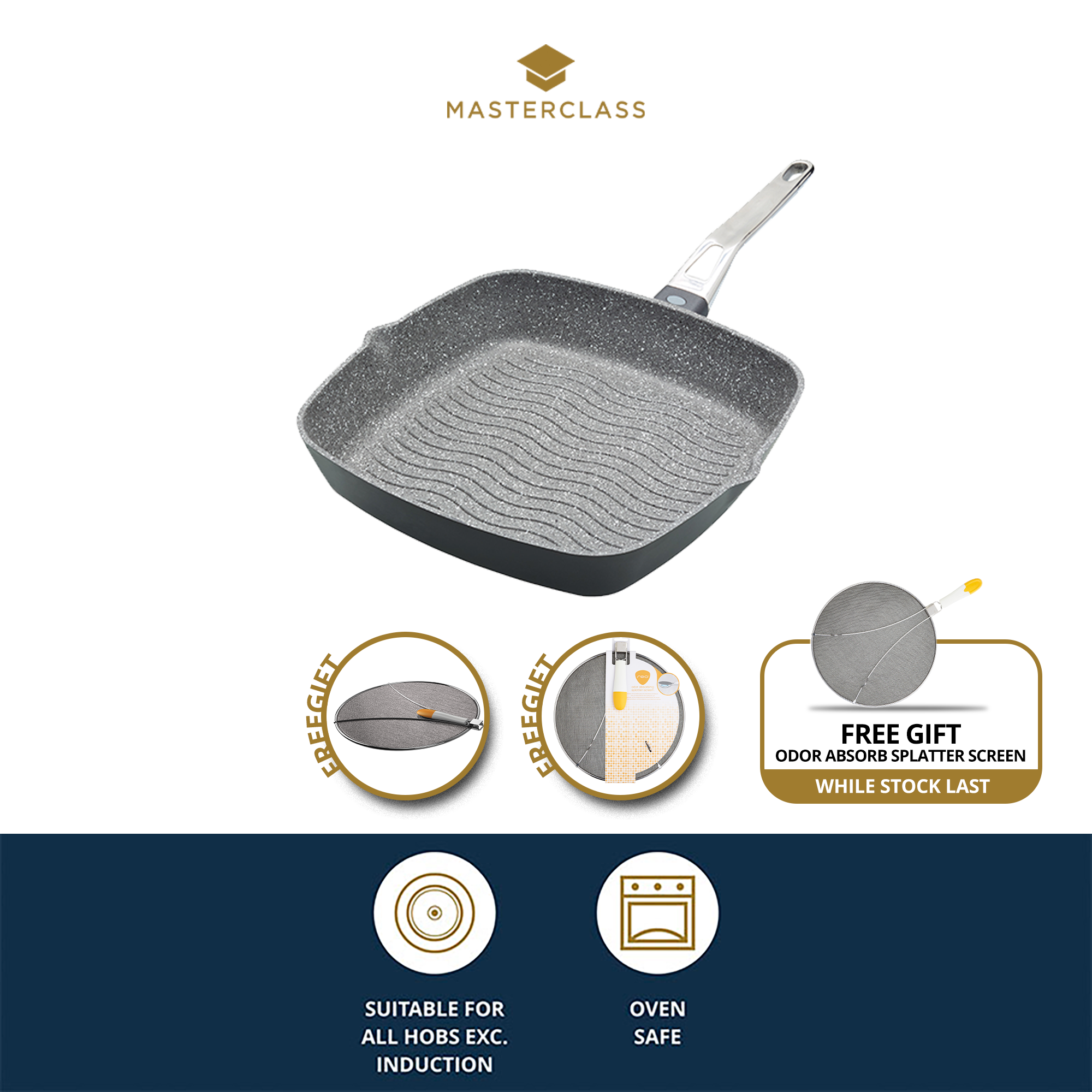 MasterClass Cast Aluminium Non-Stick Griddle Pan กระทะปิ้งย่าง ราคา 1,279 บาท*ส่งฟรี