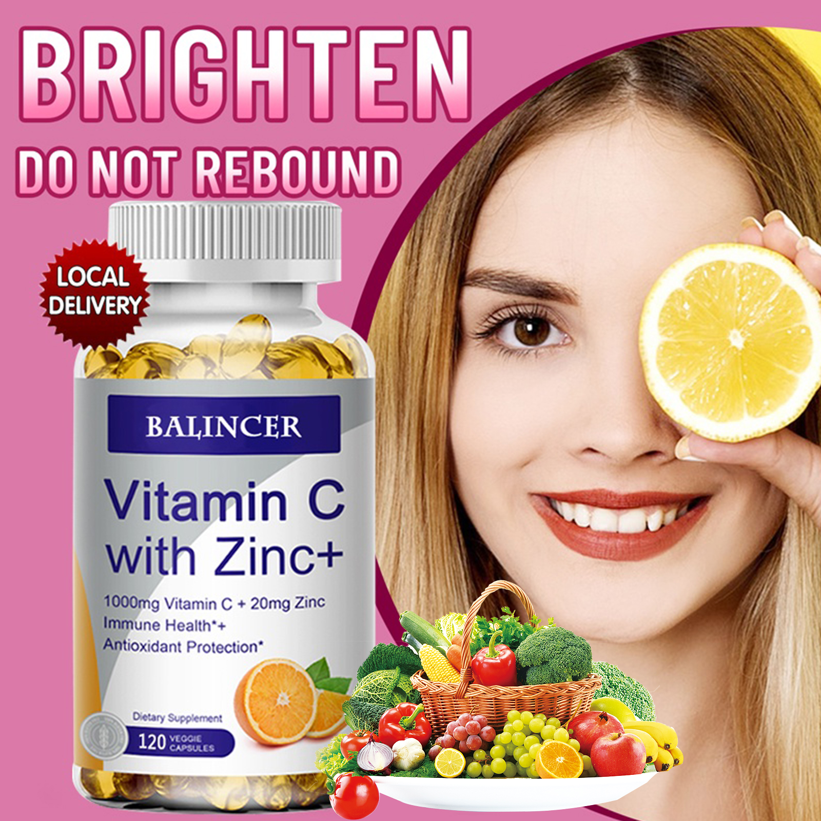 Balincer Vitamin C and Zinc Supplement with Zinc 20 mg Supports cellular energy production and collagen formation, immune system support ราคา 152 บาท*ส่งฟรี