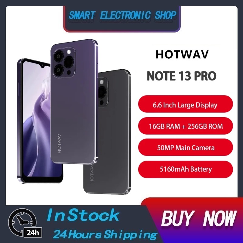 HOTWAV Note13 Proสมาร์ทโฟนAndroid 13 6.6นิ้วHD + Octa-Core 16GB + 256GB 50MP 5160MAh 18W Fast Charging NFC ราคา 5,000 บาท*ส่งฟรี