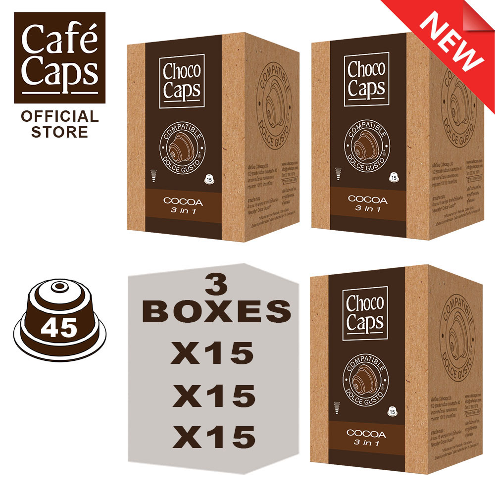 Cafecaps - Choco Capsule Nescafe Dolce Gusto Compatible Cocoa (3 Box X45 capsules)- Infused with premium cocoa powder, ราคา 769 บาท*ส่งฟรี