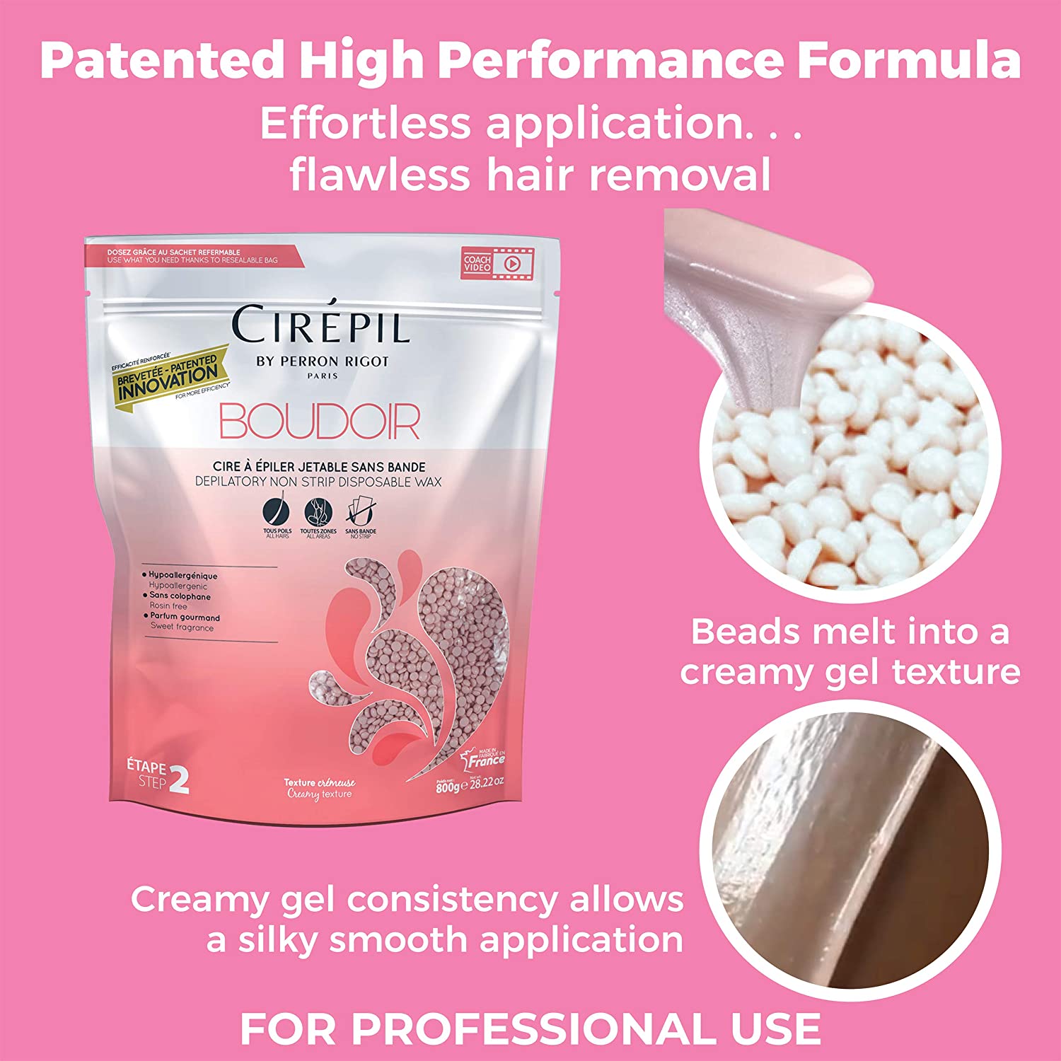 Cirepil Wax Boudoir New for sensitive skin.ฮาร์ดแว๊กเนื้อกึ่งครีมเจล สีชมพูอ่อนสำหรับผิวแพ้ง่าย ผู้เริ่มแว๊กซ์ ราคา 1,050 บาท*ส่งฟรี