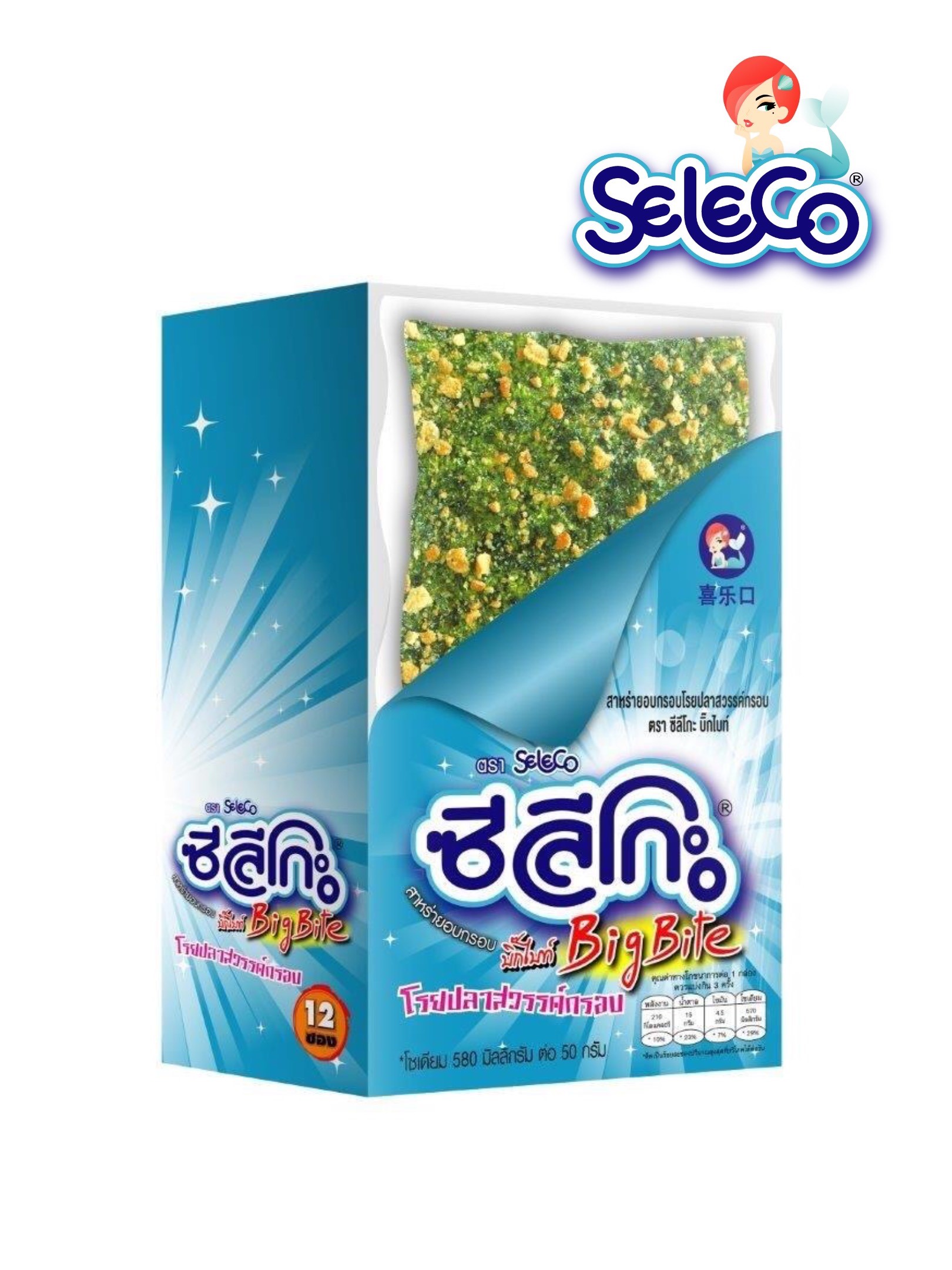 ซีลีโกะ Big Bite สาหร่ายอบกรอบ โรยปลาสวรรค์กรอบ 12 ซอง/กล่อง ราคา 66 บาท*ส่งฟรี