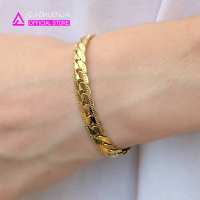 CJ สร้อยข้อมือบิดนูนฝรั่ง กว้าง7.5มิล สแตนเลสทองเลเซอร์ ไม่ลอกไม่ดำ