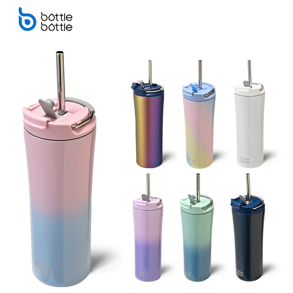 BOTTLE BOTTLE 18oz Insulated Coffee Tumblers with Dual-use Lid and Straw Double Walled Iced Travel Coffee Cup for Woman and Man Stainless Steel Tumbler with Handle(530ML) ราคา 669 บาท*ส่งฟรี