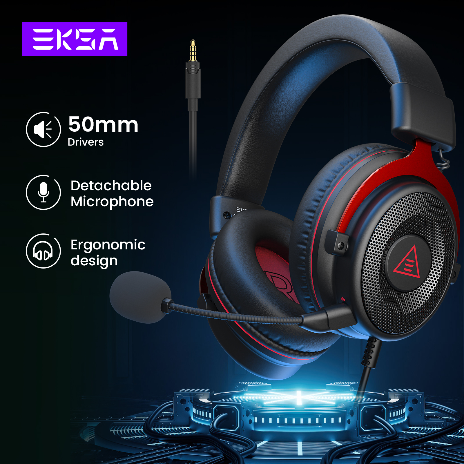 EKSA Gaming Headphones for PC, E900 3.5mm Wired Headset Gamer, Stereo Over-Ear Headphone with Detachable Mic for PS4/PS5/Xbox ราคา 874 บาท*ส่งฟรี