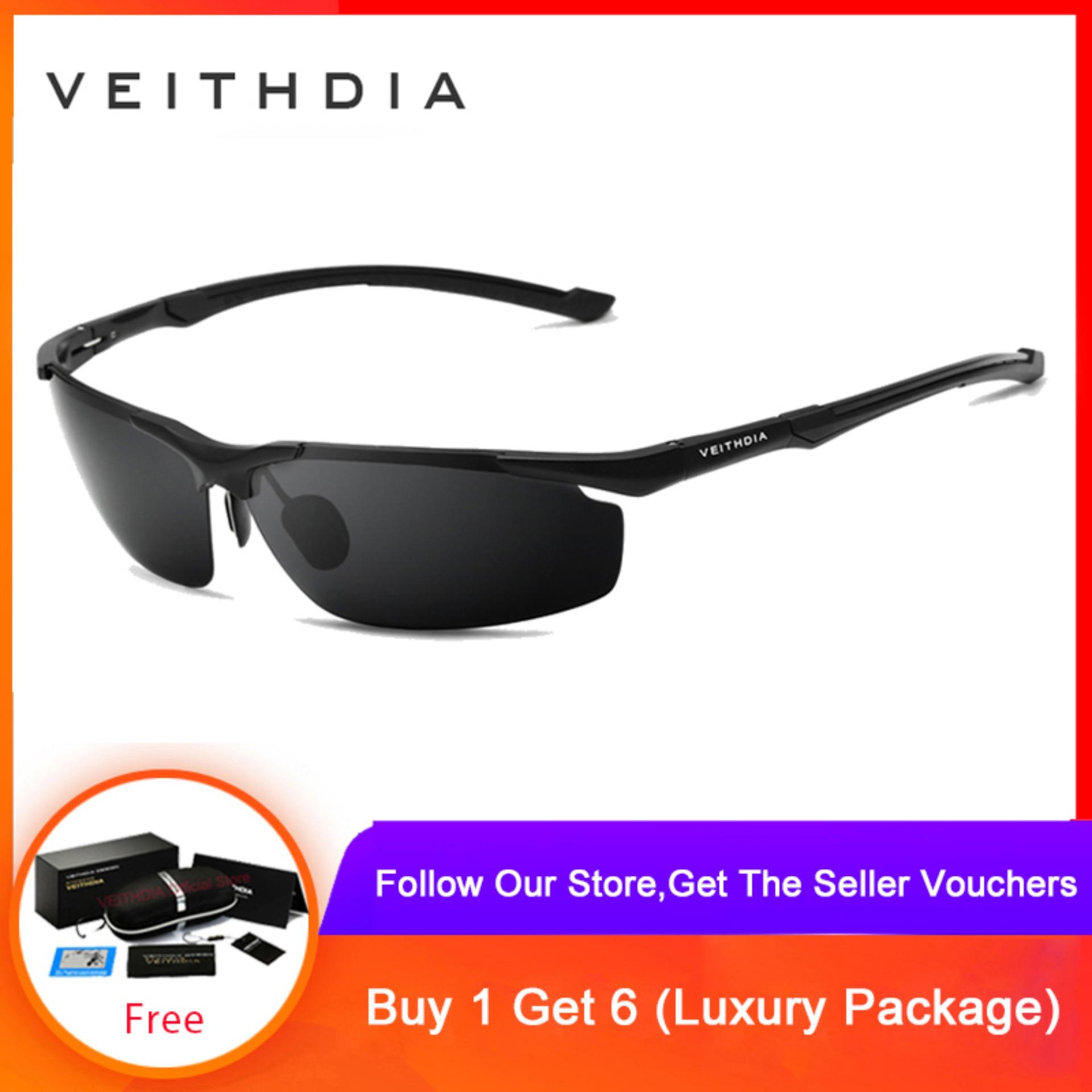 เช็คราคาVEITHDIA แว่นกันแดด Polarized UV400 ผลิตจากวัสดุแมกนีเซียมอลูมิเนียม แว่นตากันแดด โพลาไรซ์ สำหรับผู้ชาย ใส่ขับรถ สีดำ - 6592