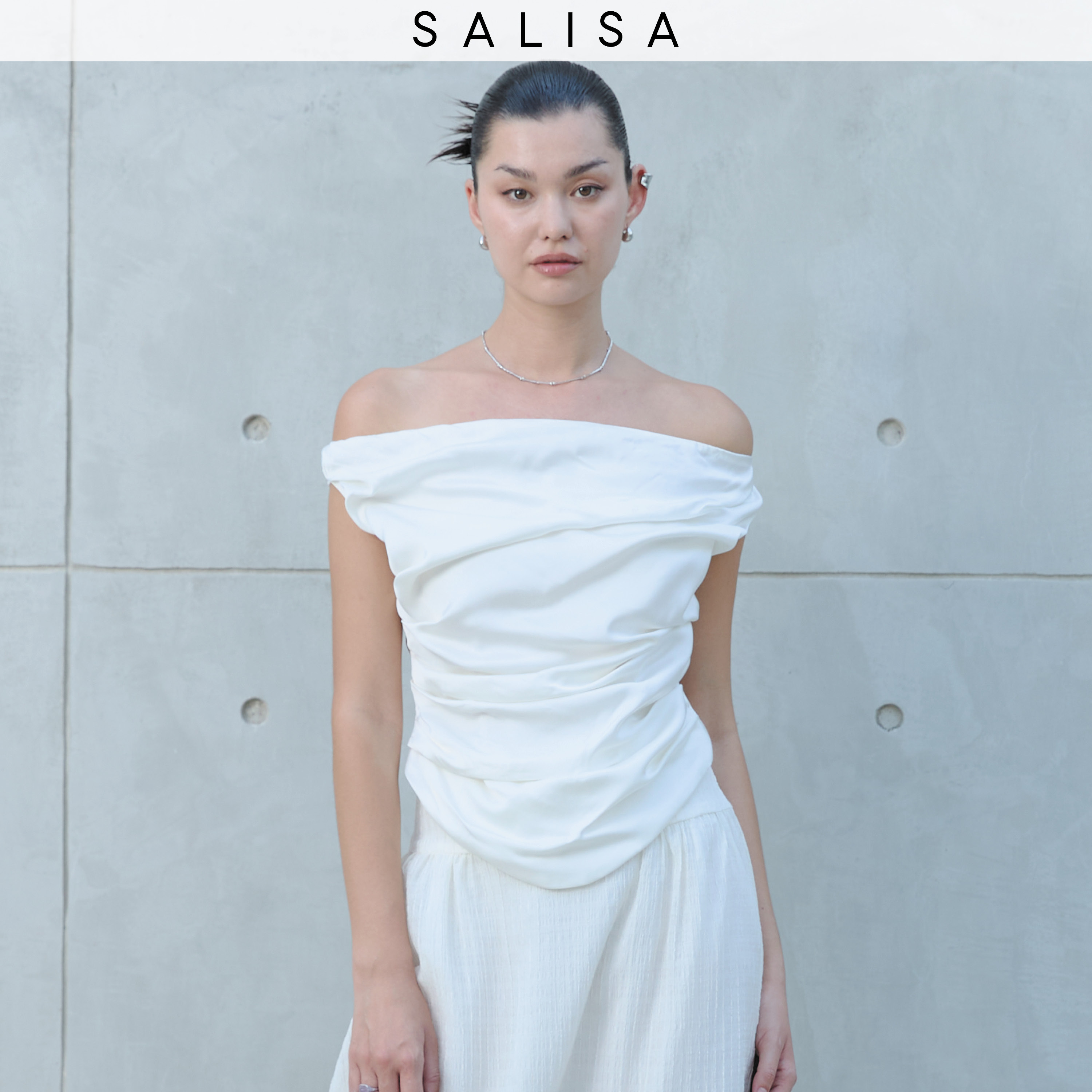 SALISA - OTS BUCKLE SS25 Satin Top ราคา 3,653 บาท*ส่งฟรี