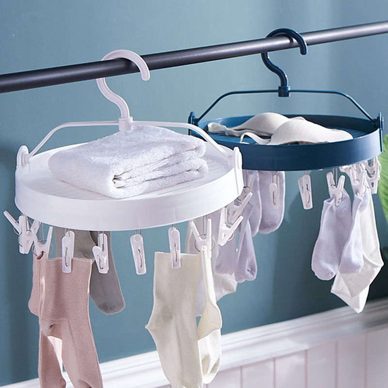 Spring home ห่วงตากผ้า 18 ตัวหนีบ ขนาด ที่ตากกางเกงใน ที่ตากถุงเท้า ราวหนีบผ้า plastic พับเก็บได้ ห่วงตากผ้าพลาสติกกิ๊บ ราคา 169 บาท*ส่งฟรี