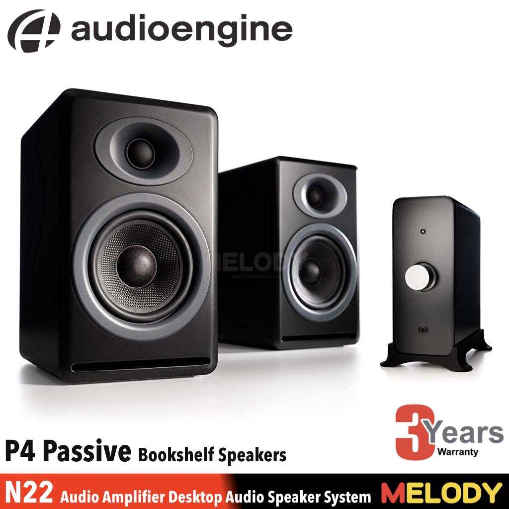 Audioengine P4 Passive Bookshelf Speakers and N22 Audio Amplifier Desktop Audio Speaker System รับประกันศูนย์ 3 ปี