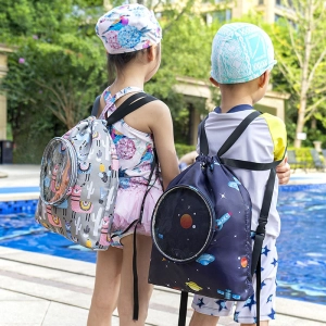 สินค้า กระเป๋าว่ายน้ำเด็ก กระเป๋าใส่ชุดว่ายน้ำ กระเป๋าใส่ชุดว่ายน้ำเด็ก แยกส่วนเปียกและแห้ง กันน้ำ PVC ถุงใส่ชุดว่ายน้ำเปีย