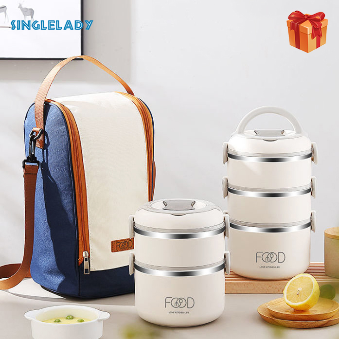 Deelix Japanese-style multi-layer insulated lunch box for office workers with rice, portable rice bucket, long insulated bucket, winter lunch box, large lunch box ราคา 641 บาท*ส่งฟรี