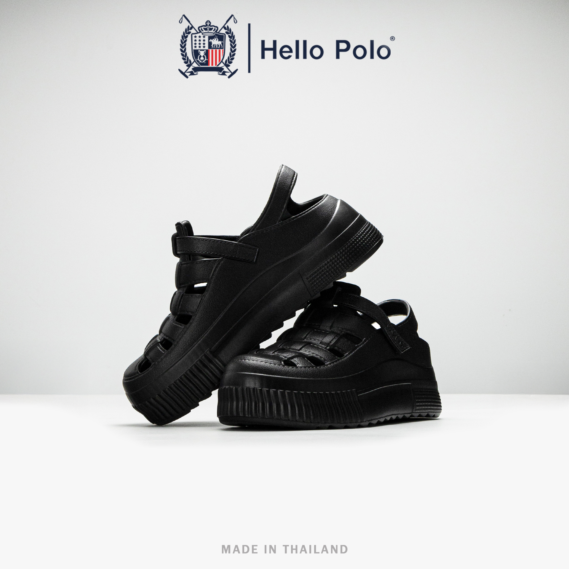 Hello polo big toe women sandals fashion thick bottom soft sandals casual anti-slip EVA material 5.5 cm thick heel hp8050 ราคา 129 บาท*ส่งฟรี