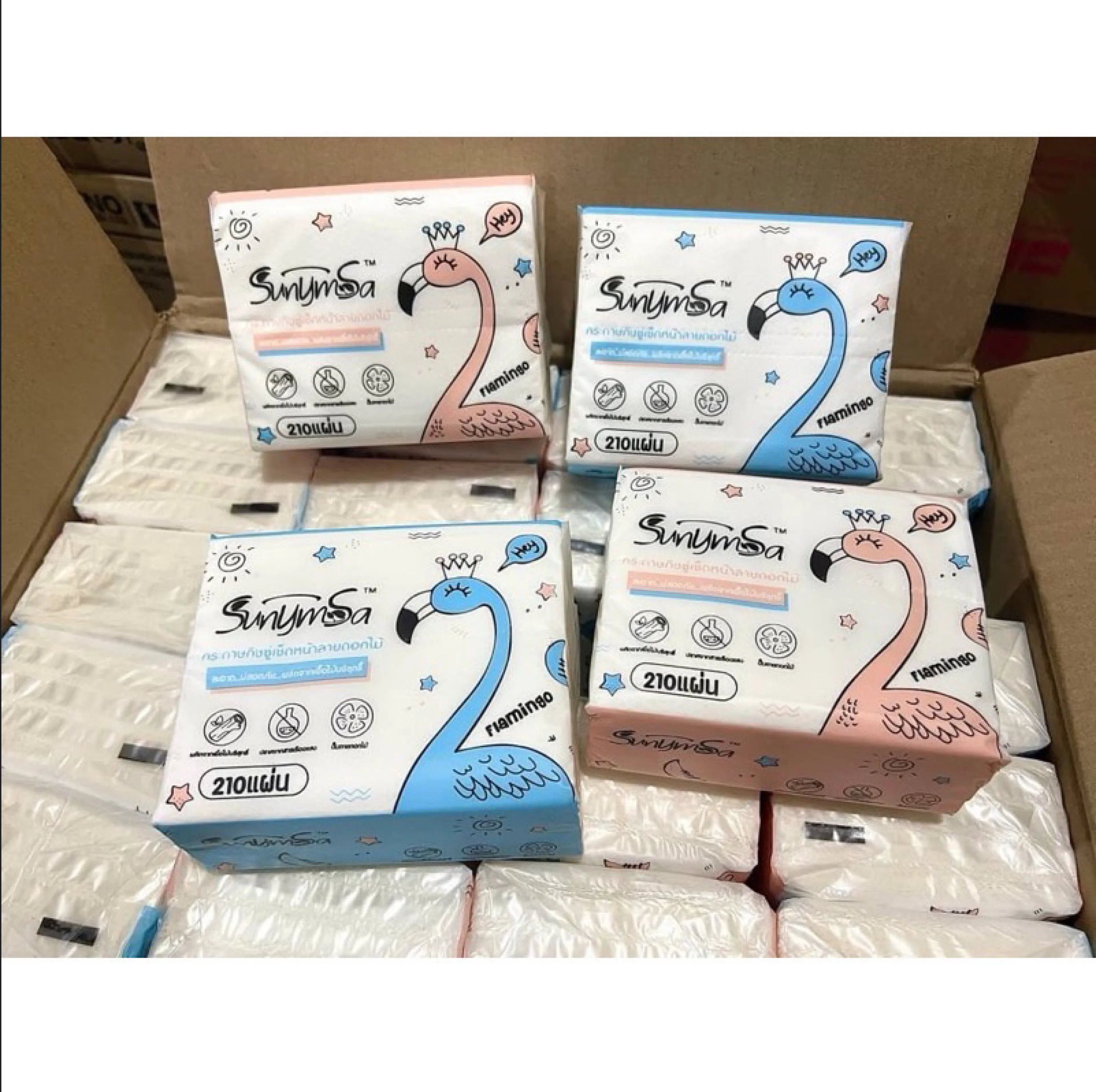 Tissue Paper, Flamingo Tissue, Double Goose Pattern, Assorted Colors, Small Tissue, 40-70 Pulls, Portable Tissue Paper (10 Packs, Assorted Colors)