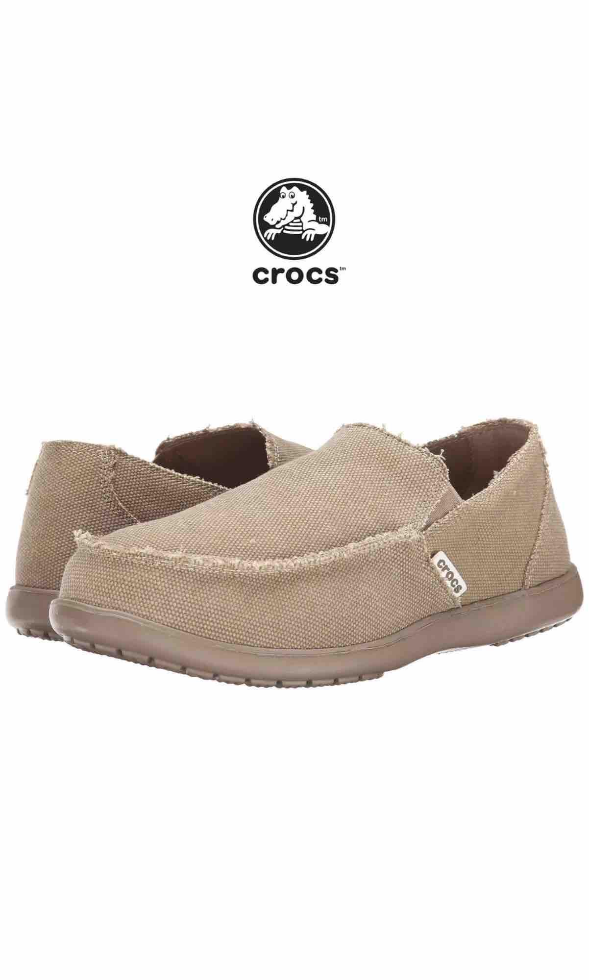 รองเท้า Crocs Santa Cruz Fashion Loafer Khaki Canvas Casual Beach