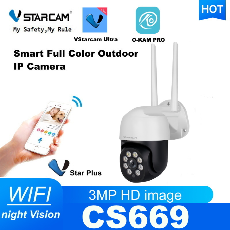 Vstarcam Cs669 3 Megapixel Resolution (1296P) Outdoor Wireless Cctv Camera, Color Image, Has Ai+ Red and Blue Alarm Signals. ราคา 699 บาท*ส่งฟรี