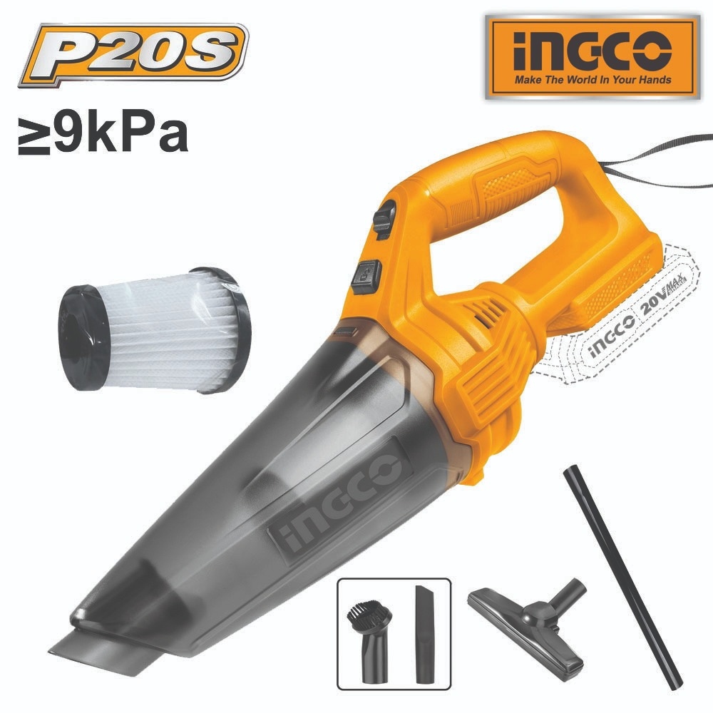 INGCO เครื่องดูดฝุ่นไร้สาย 20V รุ่น CVLI201261 พร้อมชุดอุปกรณ์ ท่อเครื่องดูดฝุ่น ข้อต่อ + หัวแปรง 2 ชื้น ราคา 943 บาท*ส่งฟรี