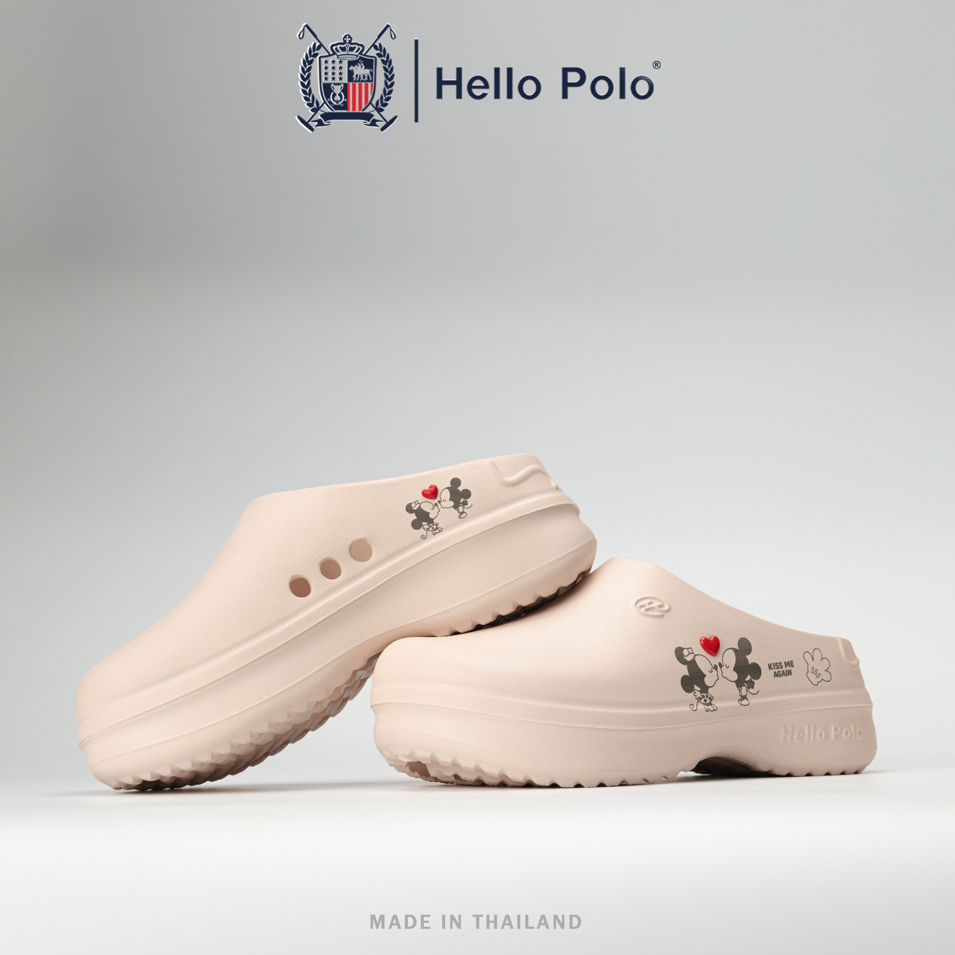 Hello Polo Model Hp8009B, Cute Design Shoes with Kiss Me Mouse Pattern, Sweet and Gentle Colors, Super Soft Soles. Wear Them for Long Periods of Time Without Tiring Your Feet. Suitable for Fashionistas and Those Who Love Cuteness. ราคา 179 บาท*ส่งฟรี