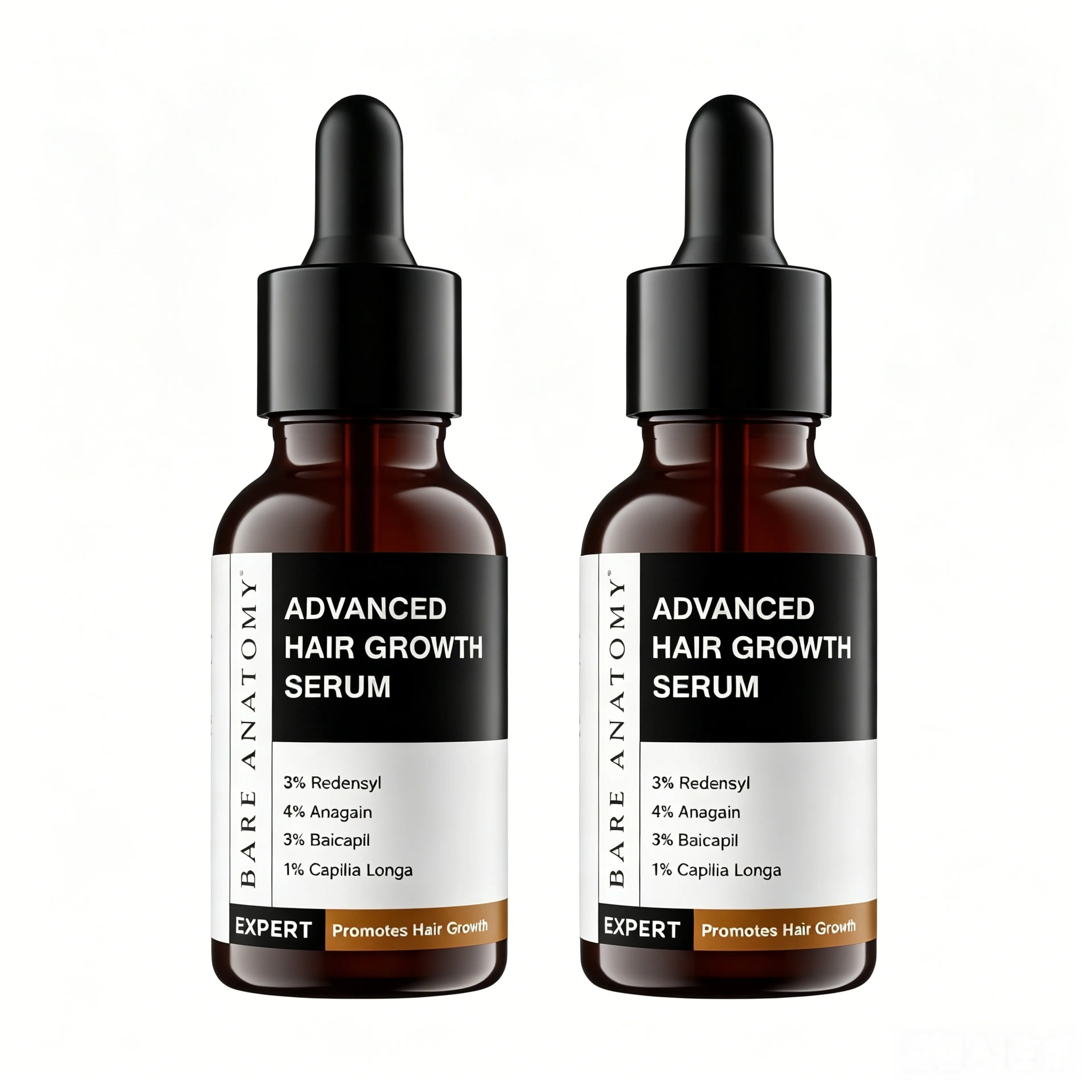 Bare Anatomy Advanced Hair Growth Serum (30 Ml.) Contains Redensyl 3%, Anagain 4%, and Baicapil 3%, Which Effectively Stimulates Hair Growth. It Also Contains Rosemary and Biotin to Deeply Nourish the Hair Roots.