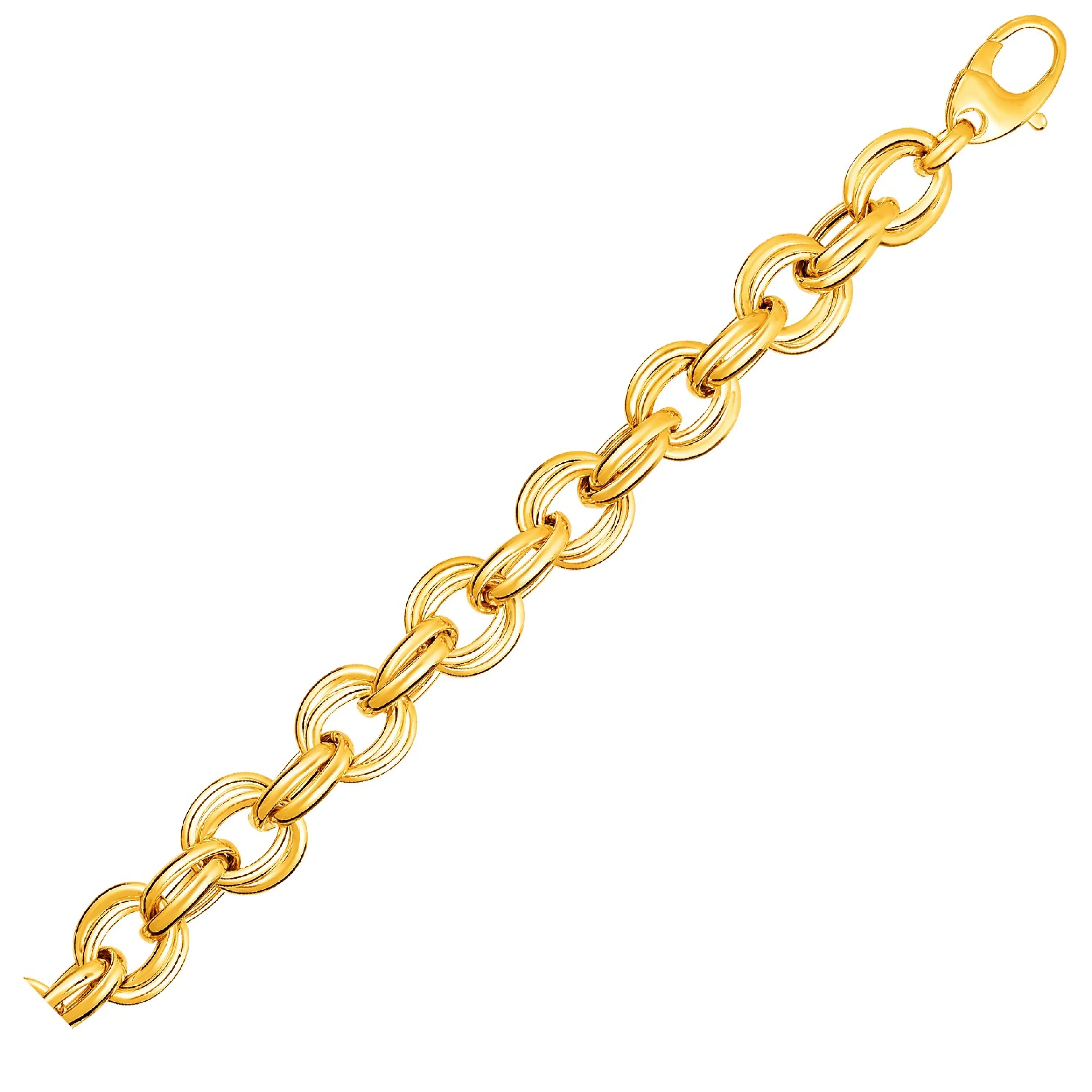 Nathalias Ny 14K Genuine Gold Bracelet, Twisted Double Shape - Twisted Double Link Bracelet in 14K Yellow Gold