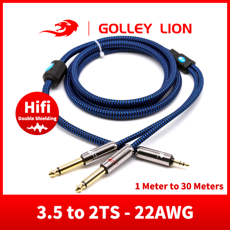 GOLLEY LION 3.5mm to Double 6.35mm Aux Cable 2mono 6.5 Jack to 3.5 Male for Mixer Amplifier Speaker 6.5mm 3.5 Jack Splitter Cable ราคา 428 บาท*ส่งฟรี