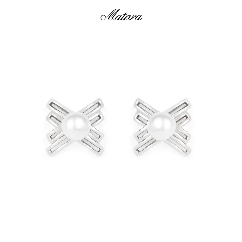 Matara Signature Double X Only Pearl Earrings Double X Earrings, Genuine Pearls. ราคา 22,500 บาท*ส่งฟรี