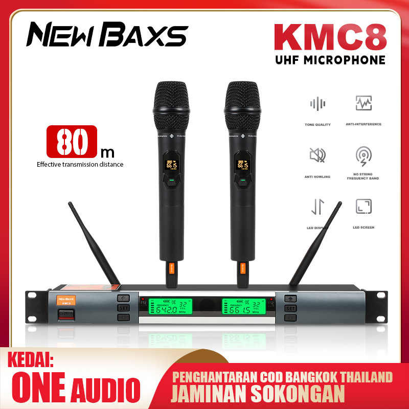 NewBaxs Kmc8 professional wireless microphone one to two handheld metal microphone UHF adjustable frequency professional microphone at home KTV outdoor activity dash ราคา 1,315 บาท*ส่งฟรี