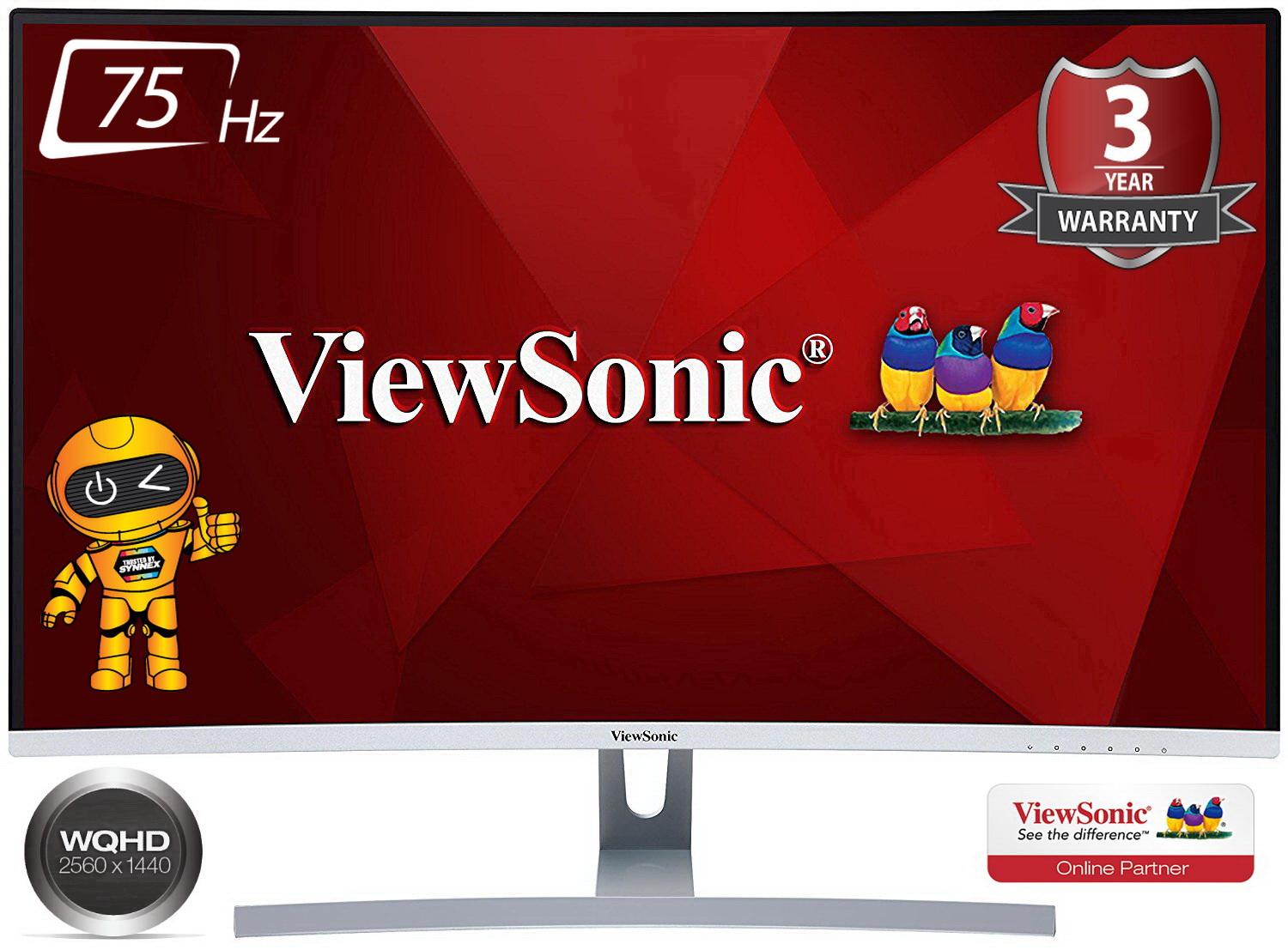 ViewSonic VX3217-2KC-mhd 32  Immersive Curved Monitor with WQHD Resolution 2560x1440 HDMI DisplayPort Mini DP