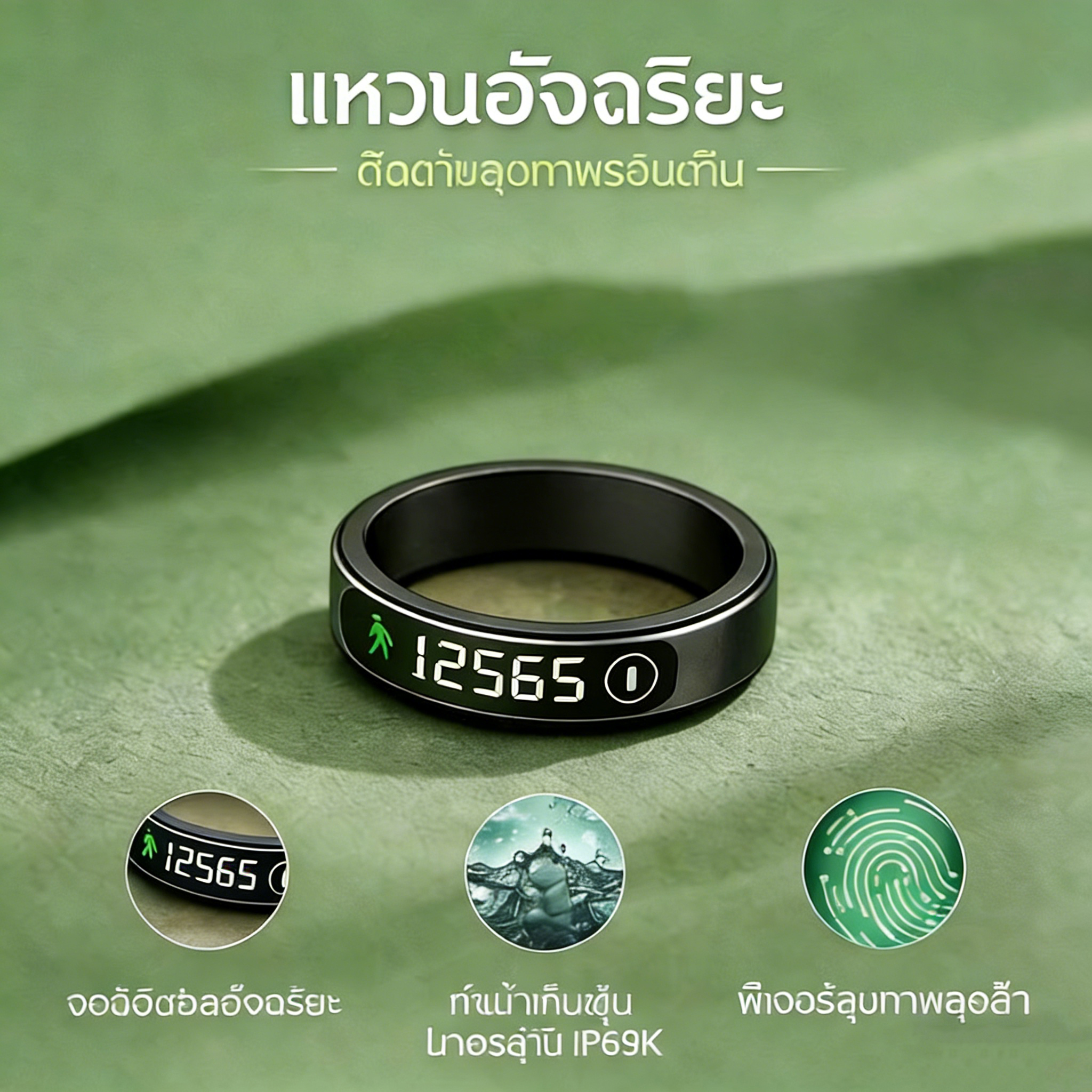 Smart Ring Lcd Screen Ip69K Smart Ring 24 Hour Health Monitoring Health Ring Exercise Ring Step Counting Ring ราคา 999 บาท*ส่งฟรี