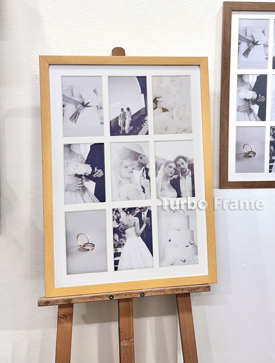 Turbo Frame กรอบรูป พร้อมเม้าท์ สำหรับใส่รูป ขนาด 4x6 นิ้ว 9 ช่อง กรอบรูปแต่งงาน กรอบรูปแต่งบ้าน